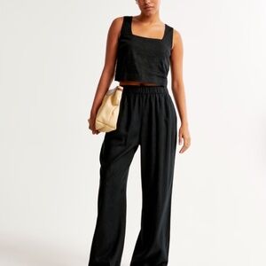 Abercrombie & Fitch Linen Matching SET Wide Leg Pants + Square neck top
